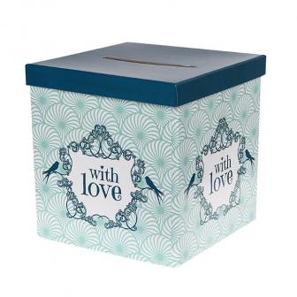 Brief- und Kartenbox "With love"-mint-grün