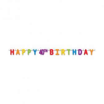 Buchstaben-Girlande "Happy 40th Birthday" 168 cm