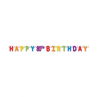 Buchstaben-Girlande "Happy 80th Birthday" 168 cm