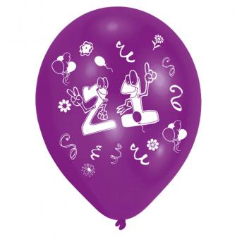 Bunte Luftballons "21. Geburtstag Party" 8er Pack