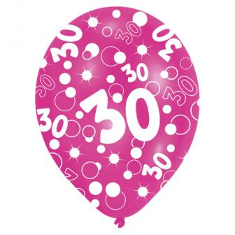 Bunte Luftballons 30. Geburtstag "Bubbels" 6er Pack