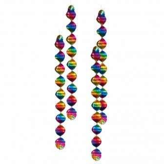 Bunte Spiral-Deckenhänger Rainbow 60 cm 4er Pack