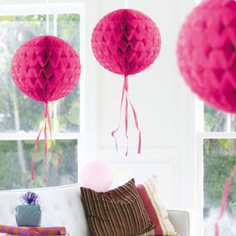 Deckenhänger "Ball aus Wabenpapier" 30 cm-pink