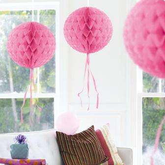Deckenhänger "Ball aus Wabenpapier" 30 cm-rosa
