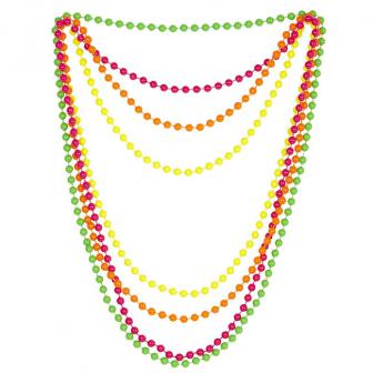 Einfarbige Neon-Perlenketten 4er Pack