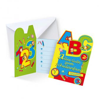 Einladungskarten "Erster Schultag" mit Umschlag 6er Pack