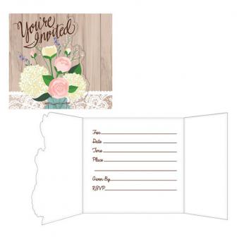 Einladungskarten "Hochzeit im Landhaus" mit Umschlag 8er Pack