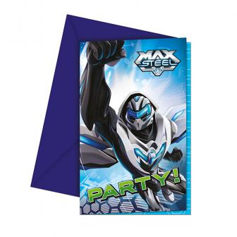 Einladungskarten "Max Steel" mit Umschlag 6er Pack