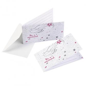 Einladungskarten "Niedliche Meerjungfrau" mit Umschlag 8er Pack