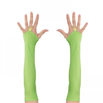 Fingerlose Satin-Handschuhe-neongrün