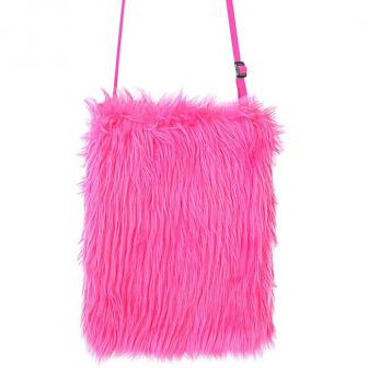 Flauschige einfarbige Handtasche-neonpink
