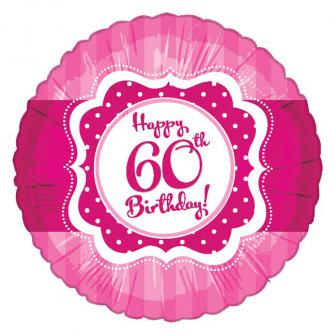 Folien-Ballon Happy Birthday "Pretty Pink 60" 45 cm