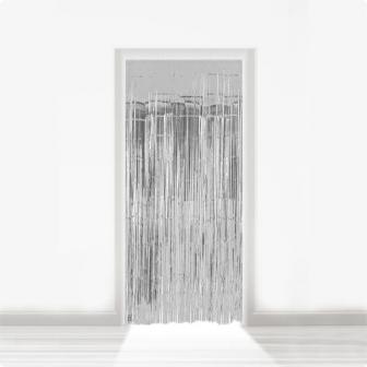 Fransen-Türvorhang aus Folie 2 m-silber