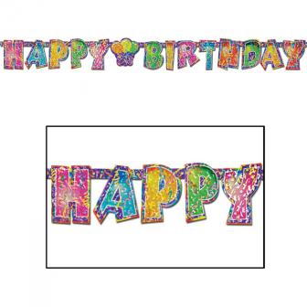 Funkelnde Party-Girlande "Happy Birthday" 1,5 m