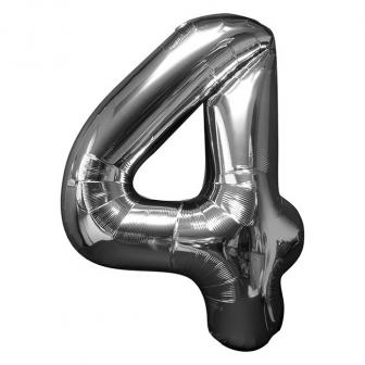 Glänzender Folien-Ballon in Zahlenform 58 x 88 cm-4-silber