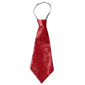 Glitzer-Krawatte 40 cm-rot