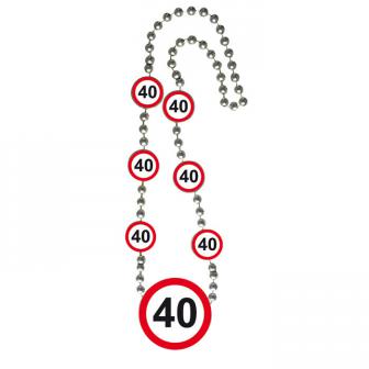 Halskette "Verkehrsschild 40. Geburtstag" 70 cm