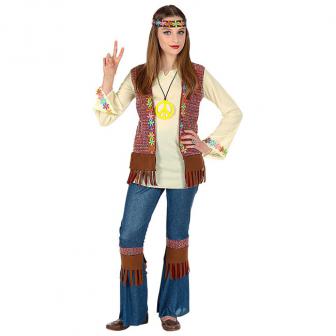 Kostüm "Blumenkind-Hippie" 4-tlg.