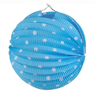 Lampion mit Licht "Farbenfroher Punkte-Spaß" 20 cm-hellblau
