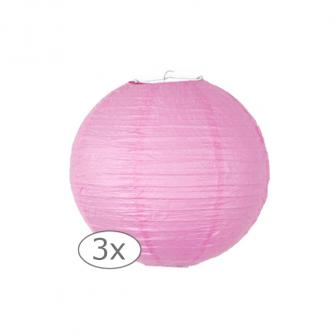 Einfarbige Lampions 3er Pack-25-cm-rosa