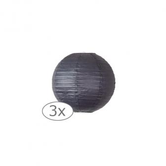 Einfarbige Lampions 3er Pack-15 cm-schwarz