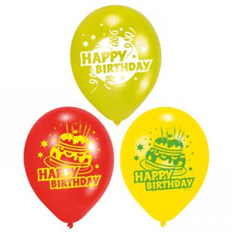 Luftballons "Happy Birthday Kuchen" 6er Pack