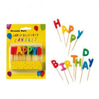 Mini-Kerzen "Happy Birthday" 13-tlg.