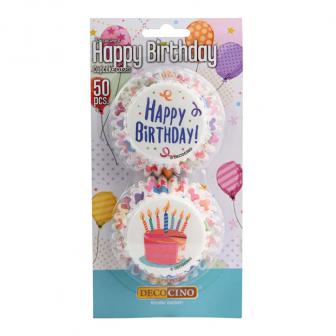 Muffin- und Cupcake-Förmchen Happy Birthday 50er-Pack