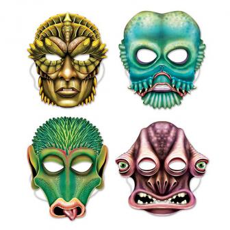 Pappmasken "Aliens" 4er Pack