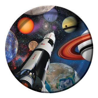 Pappteller "Space Shuttle und Planeten" 8er Pack