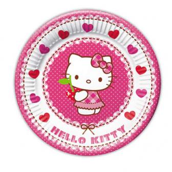 Kleine Pappteller "Hello Kitty im Herzchenparadies" 8er Pack