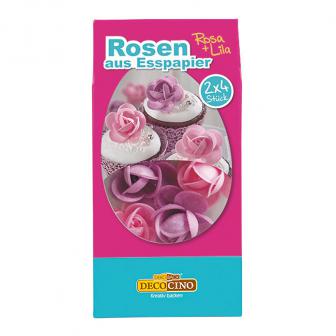 Rosen aus Esspapier 8er Pack-rosa-lila