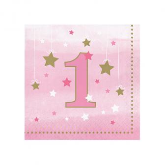 Servietten 1. Geburtstag "Little Star" 16er Pack-rosa