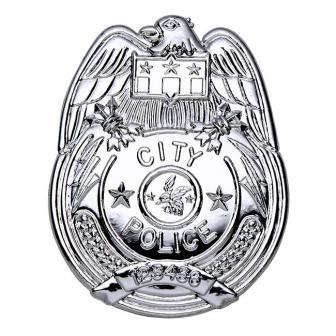 Silbernes Polizeiabzeichen "City Police" 8 cm