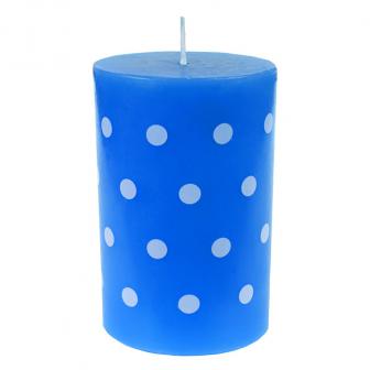 Stumpenkerze "Polka Dots" 11 cm-blau