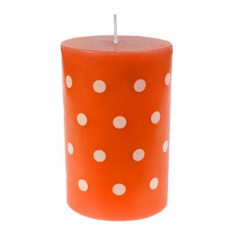Stumpenkerze "Polka Dots" 11 cm-orange