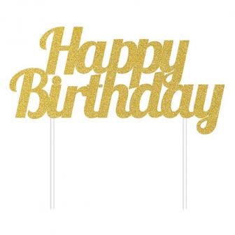 Tortenstecker "Happy Birthday" -gold