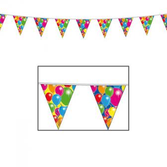 Wimpel-Girlande "Happy Birthday Bunte Ballons" 10 m neutral