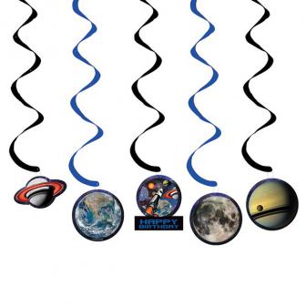 Wirbel-Deckenhänger "Space Shuttle und Planeten" Happy Birthday 5-tlg.