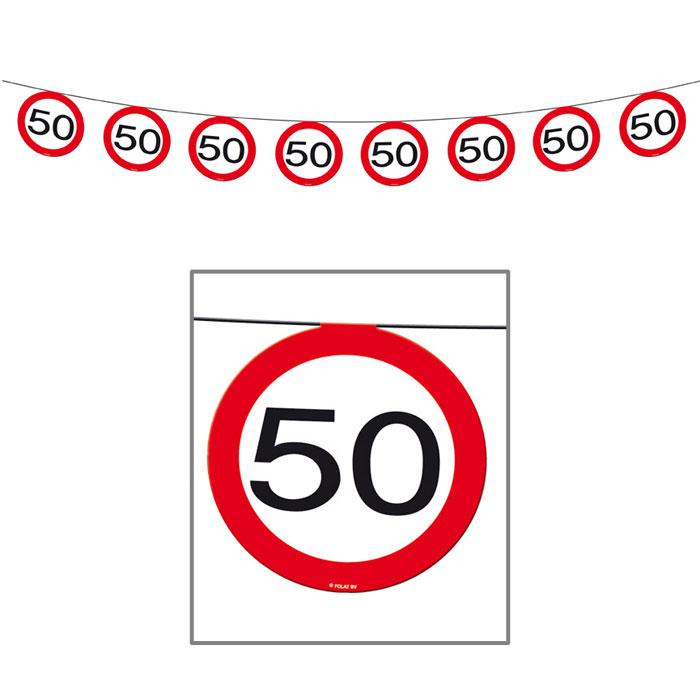 4 m Girlande  50 Jahre Geburtstag Verkehrsschild Deko Banner Schild Zahl 