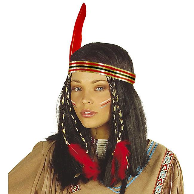 Stirnband mit langen Federn Indianerin Kostüm Kopfschmuck Zubehör Haarschmuck 