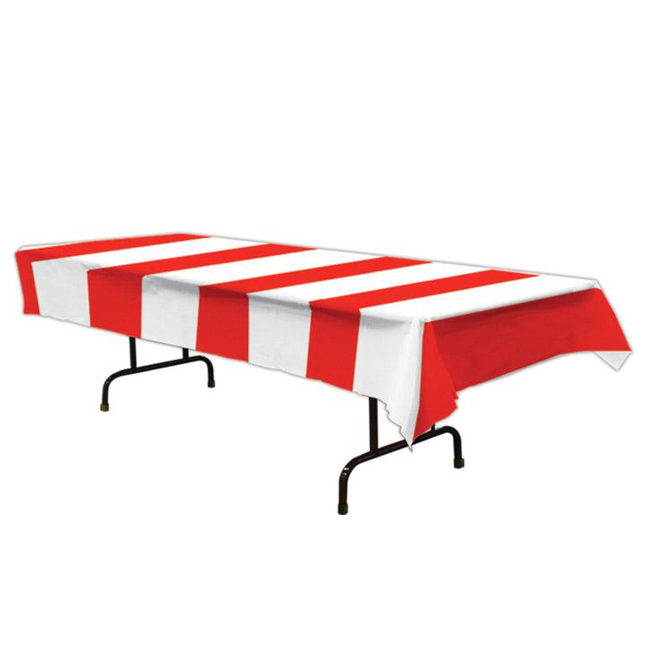 Streifen-Tischdecke Rot & Weiß 137 x 274 cm günstig kaufen bei