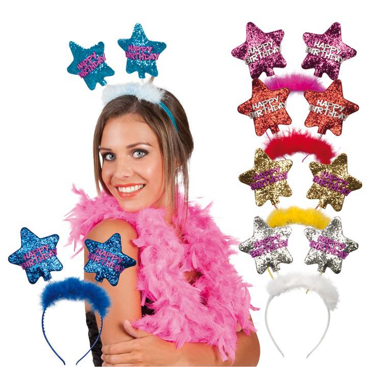 Haarreifen Happy Flowers Geburtstagsparty Karneval Fasching Kopfbügel 