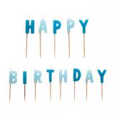 Buchstaben-Kerzen auf Holz Picker "Happy Birthday" 13-tlg.
