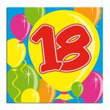 Cocktailservietten "Happy Birthday Bunte Ballons" 18. Geburtstag 20er Pack