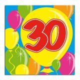 Cocktailservietten "Happy Birthday Bunte Ballons" 30. Geburtstag 20er Pack