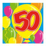 Cocktailservietten "Happy Birthday Bunte Ballons" 50. Geburtstag 20er Pack