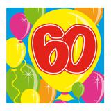 Cocktailservietten "Happy Birthday Bunte Ballons" 60. Geburtstag 20er Pack