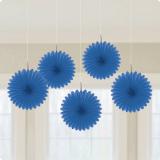 Deckendeko Blüte aus Wabenpapier 15 cm 5er Pack-blau