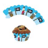 Deko-Banderolen für Muffins "Aufregende Piratenreise" 12er Pack